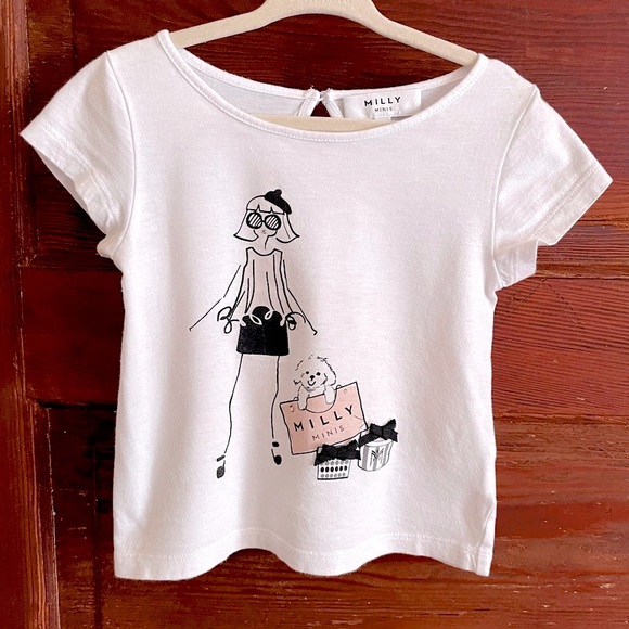 Milly Other - 3T MILLY Minis Designer Graphic Tee, Bejeweled Urban Girl Shopping, Dog Hat Box